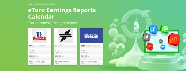 eToro earnings report calendar